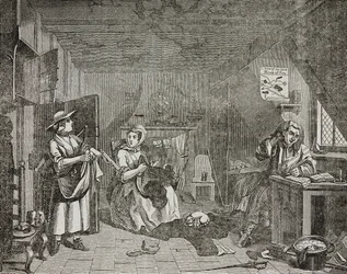 Beproefde dichter, naar schilderij van William Hogarth