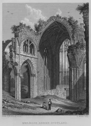 Melrose Abbey, Schotland (gravure)