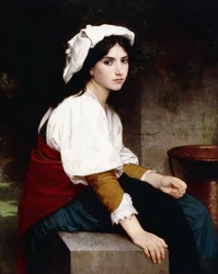 Italiaans meisje bij een fontein, 1870