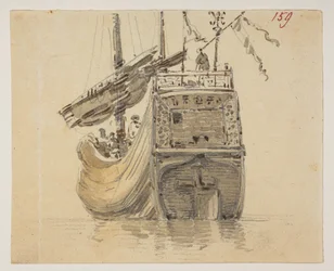 159 Een boot, uit een Album van 372 tekeningen van landschappen, kustlijnen, kostuums en het dagelijks leven gemaakt tijdens Lord Macartney