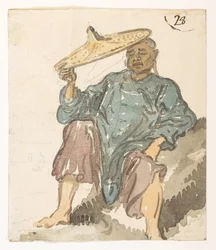 28 Slapende figuur, waarschijnlijk van Turon Bay, uit een Album van 372 tekeningen van landschappen, kustlijnen, kostuums en het dagelijks leven gemaakt tijdens Lord Macartney