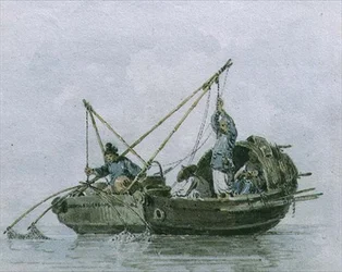 Chinese Vissers in een Dschunke