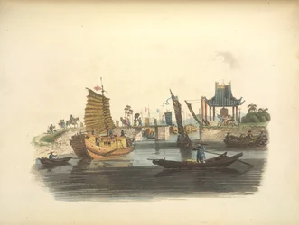 Schepen die door een sluis varen