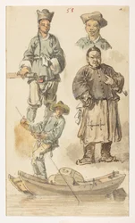 f.11 58 Studies van Chinezen, uit een Album van 372 tekeningen van landschappen, kustlijnen, kostuums en het dagelijks leven gemaakt tijdens Lord Macartney