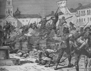 Straatgevechten in Malaga, c1890