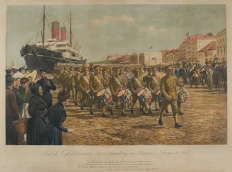 De Britse Expeditionaire Macht Landt in Frankrijk, augustus 1914