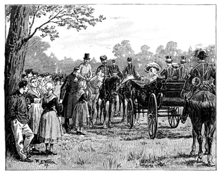 De koningin op het feest in het bos van St Germain, Frankrijk