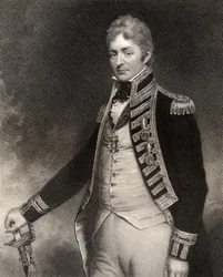 Sir Thomas Troubridge, 1e Baronet, gegraveerd door W. Holl, uit 