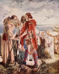 Egfrith biedt het Bisschopsambt van Hexham aan Cuthbert aan, 678, illustratie uit 