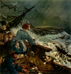Grace Darling en haar vader redden de schipbreukelingen, 8 september 1838, 1942