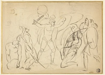 Klassiek Gevecht (recto); Schets van Mannelijke Naakt (verso)