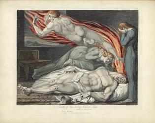 De Dood van de Sterke Slechte Man, illustratie uit Het Graf door Robert Blair, gegraveerd door Louis Schiavonetti