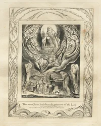Het boek Job: Pl. 5, Toen ging Satan weg van de aanwezigheid van de Heer, 1825