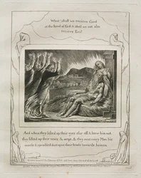 Het Boek van Job: Pl. 7, En toen ze hun ogen van verre ophieven en hem niet herkenden..., 1825