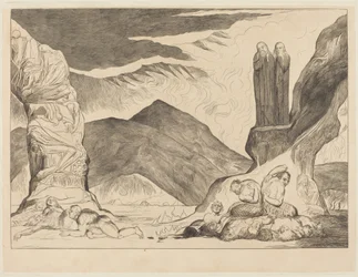 De kring van de vervalsers: Dante en Vergilius bedekken hun neuzen vanwege de stank