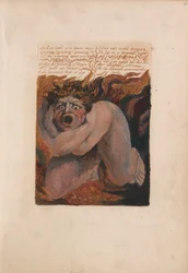Het eerste boek van Urizen, Plaat 10, 12- Los huilde in een sombere stupor.... (Bentley 7)