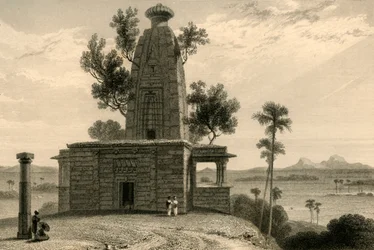 Hindoe tempel in Muddunpore, Bahar, 1835