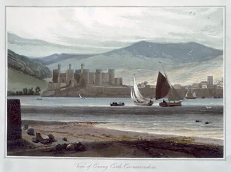 Uitzicht op Conway Castle, Caernarvonshire, Wales