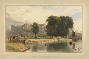 Windsor Castle, vanaf Brocas Meadows, 1827