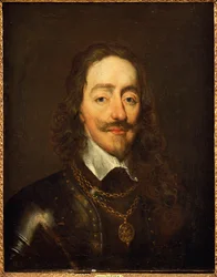 Portret van koning Karel I in harnas en de Orde van de Kousenband