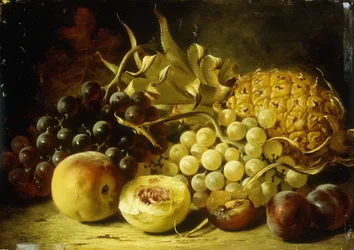 Stilleven met Druiven, Perziken, Pruimen en een Ananas, 1861