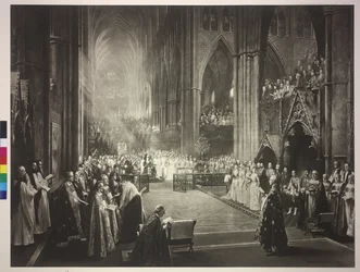 Ceremonie van het 50-jarig troonjubileum van koningin Victoria in Westminster Abbey op 21.6.1887