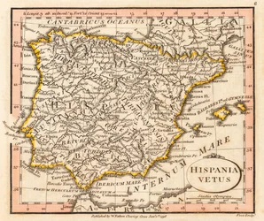 Oud Spanje en Portugal. Kaart.