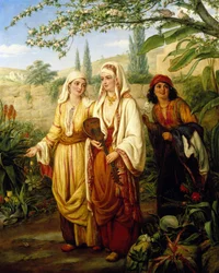 In een tuin in het Midden-Oosten. Schilderij van William Gale (1823-1909). Olieverf op doek. Privécollectie.