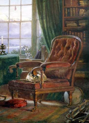 John Ruskins studeerkamer in Brantwood, Cumbria, 1882 (detail)