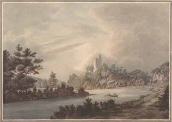 Landschap, kasteel bij een rivier