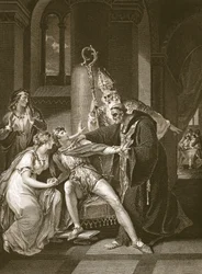 Edwy en Elgiva, gegraveerd door Isaac Taylor, illustratie uit David Hume