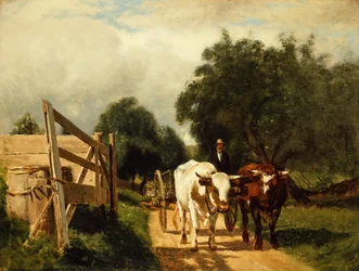 De ossenkar (olieverf op doek)