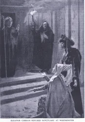 Eleanor Cobham geweigerd asiel in Westminster, uit Cassells History of the British People gepubliceerd door de Waverley Book Company Limited, ca. 1940