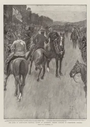 Het afscheid van de hertog van Connaught in Aldershot, afscheid nemend van bevelvoerende officieren