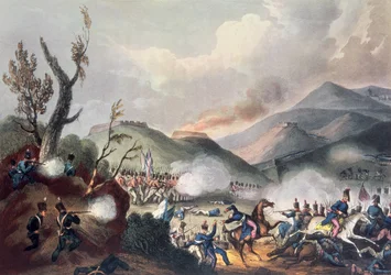 Slag bij Busaco, 27 september 1810, gegraveerd door Thomas Sutherland (b.c. 1785)