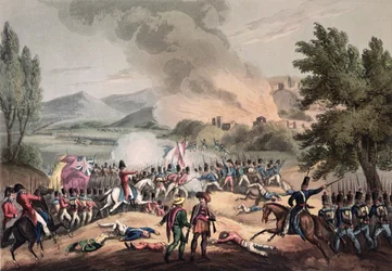Slag bij Pombal, 12 maart 1811, gegraveerd door Thomas Sutherland (b.c.1785)