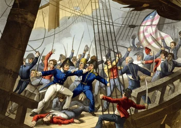 Aan boord en het innemen van het Amerikaanse schip 