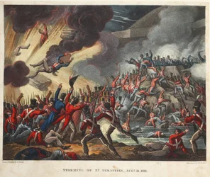 Bestorming van St. Sebastian 31 aug 1811, aquatint door J.C. Stadler, uitgegeven door Tegg, apr 1818