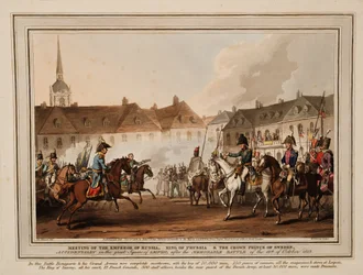 De ontmoeting van de keizers van Rusland en Oostenrijk, koning van Pruisen en kroonprins van Zweden in Lei