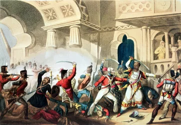 De bestorming van Seringapatam, 4 mei 1799, gegraveerd door Thomas Sutherland, 1815