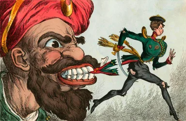Het begin van de Krimoorlog door de ogen van een West-Europese karikaturist, jaren 1850.