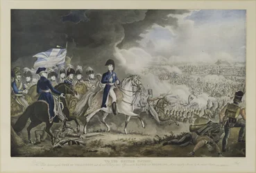 ‘Aan de Britse natie’, de hertog van Wellington en de meest vooraanstaande officieren bij de Slag bij Waterloo, 18 juni 1815, aquatint door W. T. Fry en T. Sutherland, uitgegeven door J. Jenkins, Londen, 18