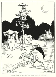 Illustratie voor Railway Ribaldry door W Heath Robinson