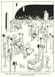Illustratie voor Railway Ribaldry door W Heath Robinson