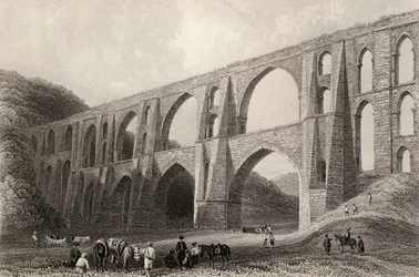 Aquaduct van keizer Valens, nabij Pyrgo, Turkije, gegraveerd door R. Wallis