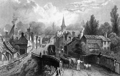 Chipping Ongar, Essex, gegraveerd door Henry Adlard, 1832