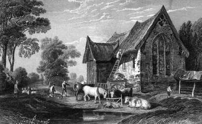 Coggeshall Abbey, Essex, gepubliceerd door George Virtue, 1833