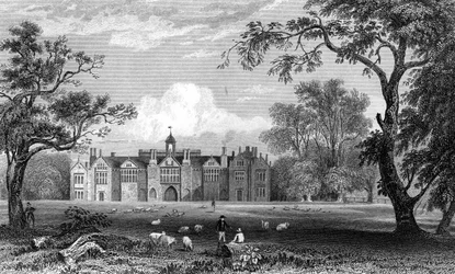 Gosfield Hall, Essex, gegraveerd door Robert Sands, 1832