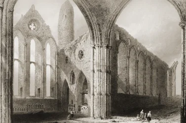 Interieur van Hore Abbey, The Rock of Cashel, County Tipperary, Ierland, uit 