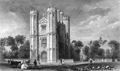 Leighs Priory, Essex, gegraveerd door E. Young, 1832